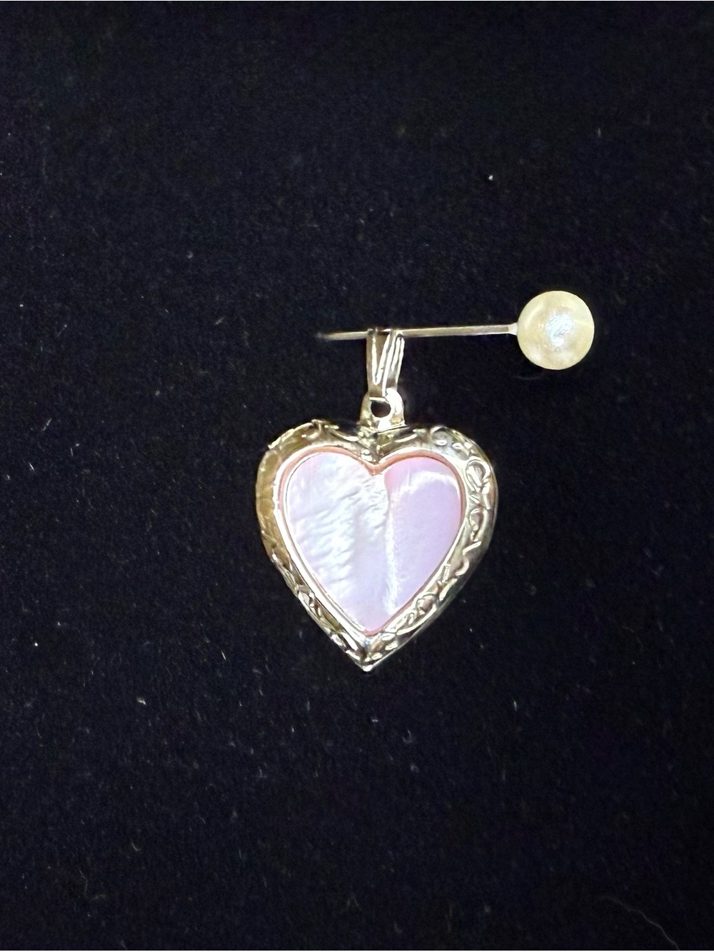 925 Sterling Silver Heart Locket with Pink Faux Mother-of-Pearl Inlay
